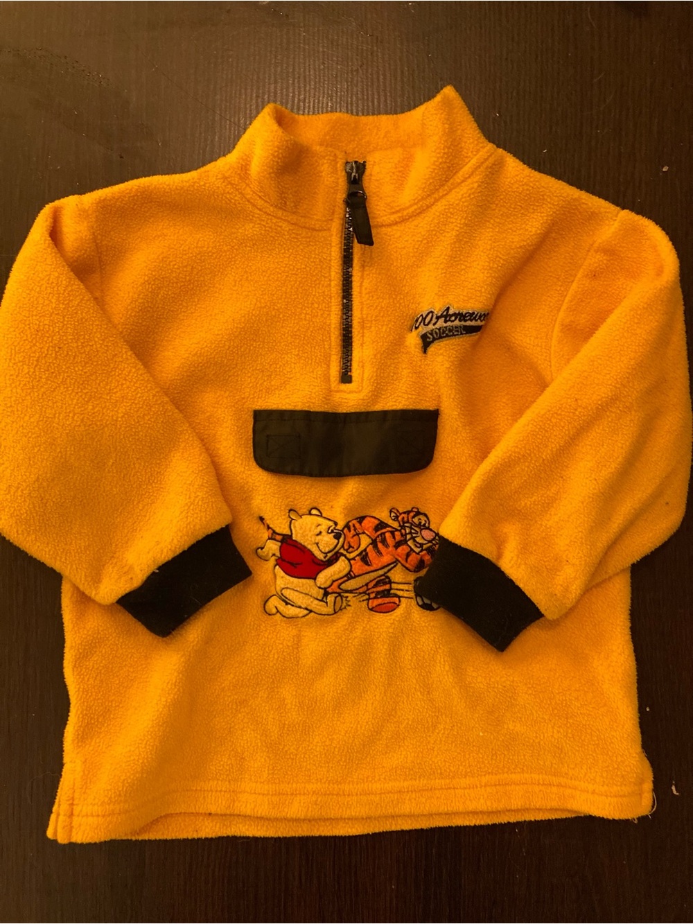 Vintage Y2K Disney Winnie the Pooh & Tigger Soccer Fleece 1/4 Zip Pullover 24M